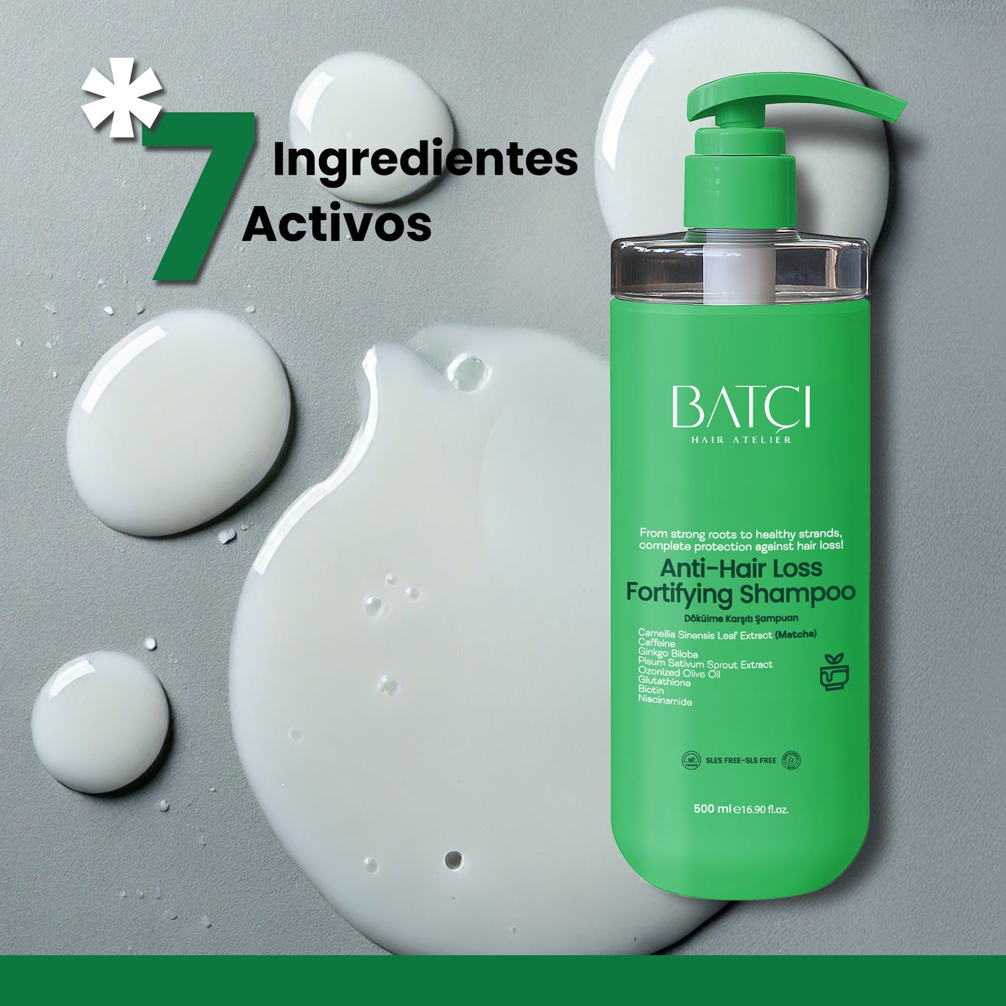 Champú Anticaída 500 ml - Fórmula Voluminizadora y Nutritiva con Ginkgo Biloba y Glutatión