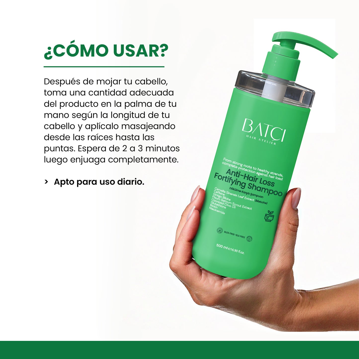 Champú Anticaída 500 ml - Fórmula Voluminizadora y Nutritiva con Ginkgo Biloba y Glutatión