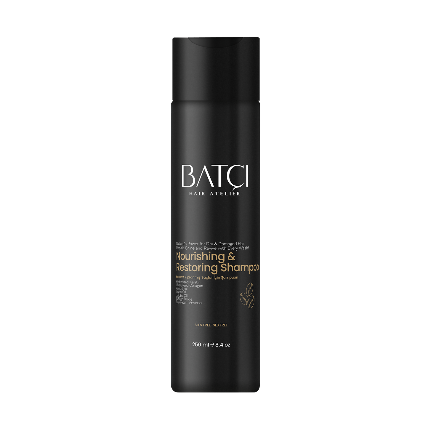 Champú Nutritivo y Reparador para Cabello Seco y Dañado con Extracto de Café - Fórmula con Queratina y Colágeno - 250 ML